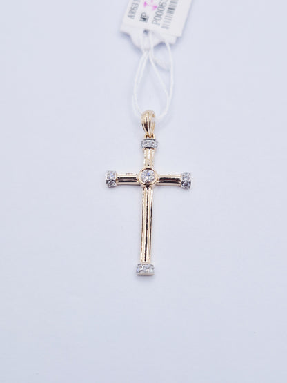 14K Cross Diamond Pendant