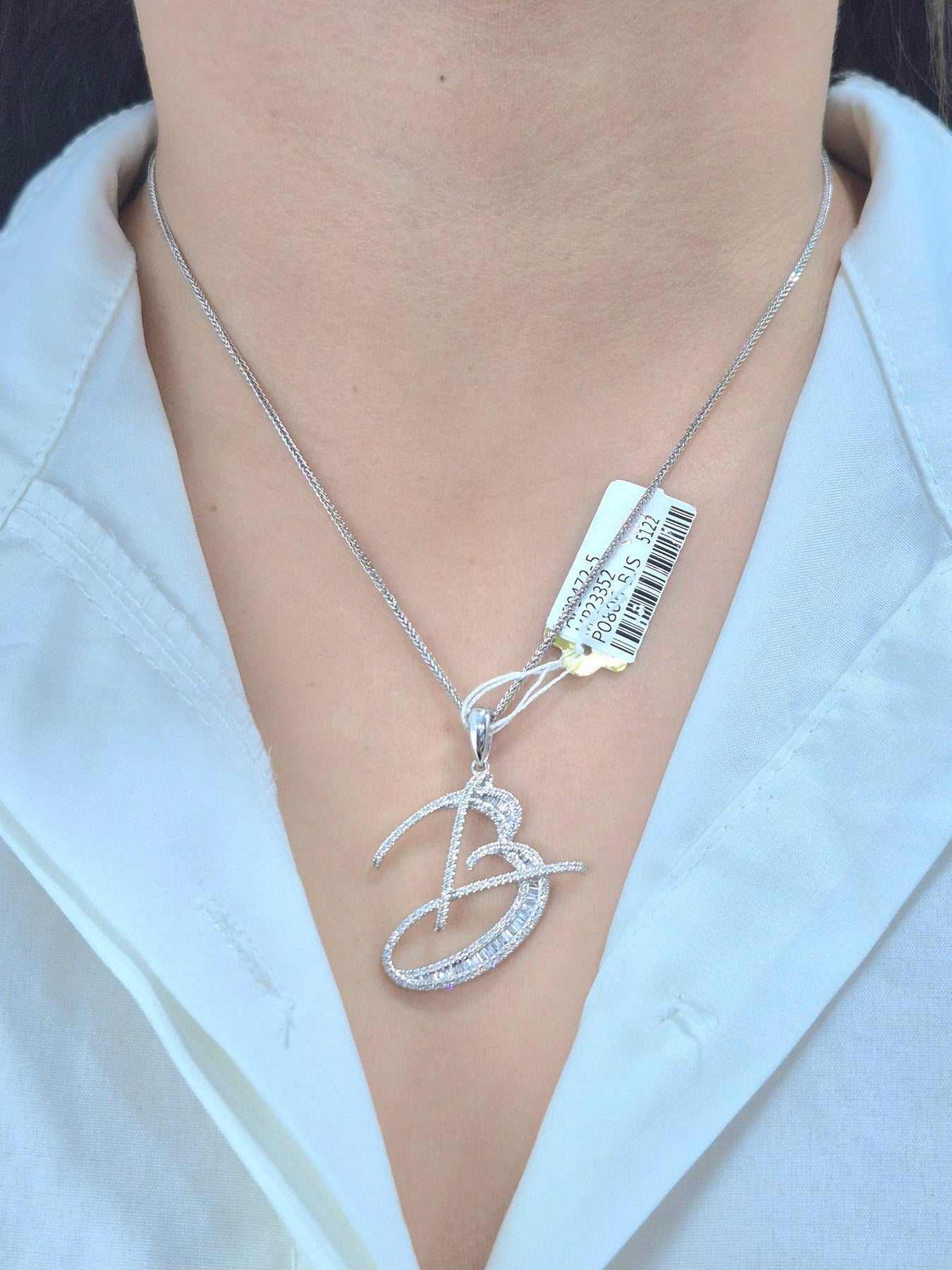 14K Initial Diamond Pendant (B)