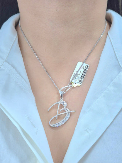 14K Initial Diamond Pendant (B)