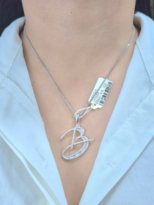 14K Initial Diamond Pendant (B)