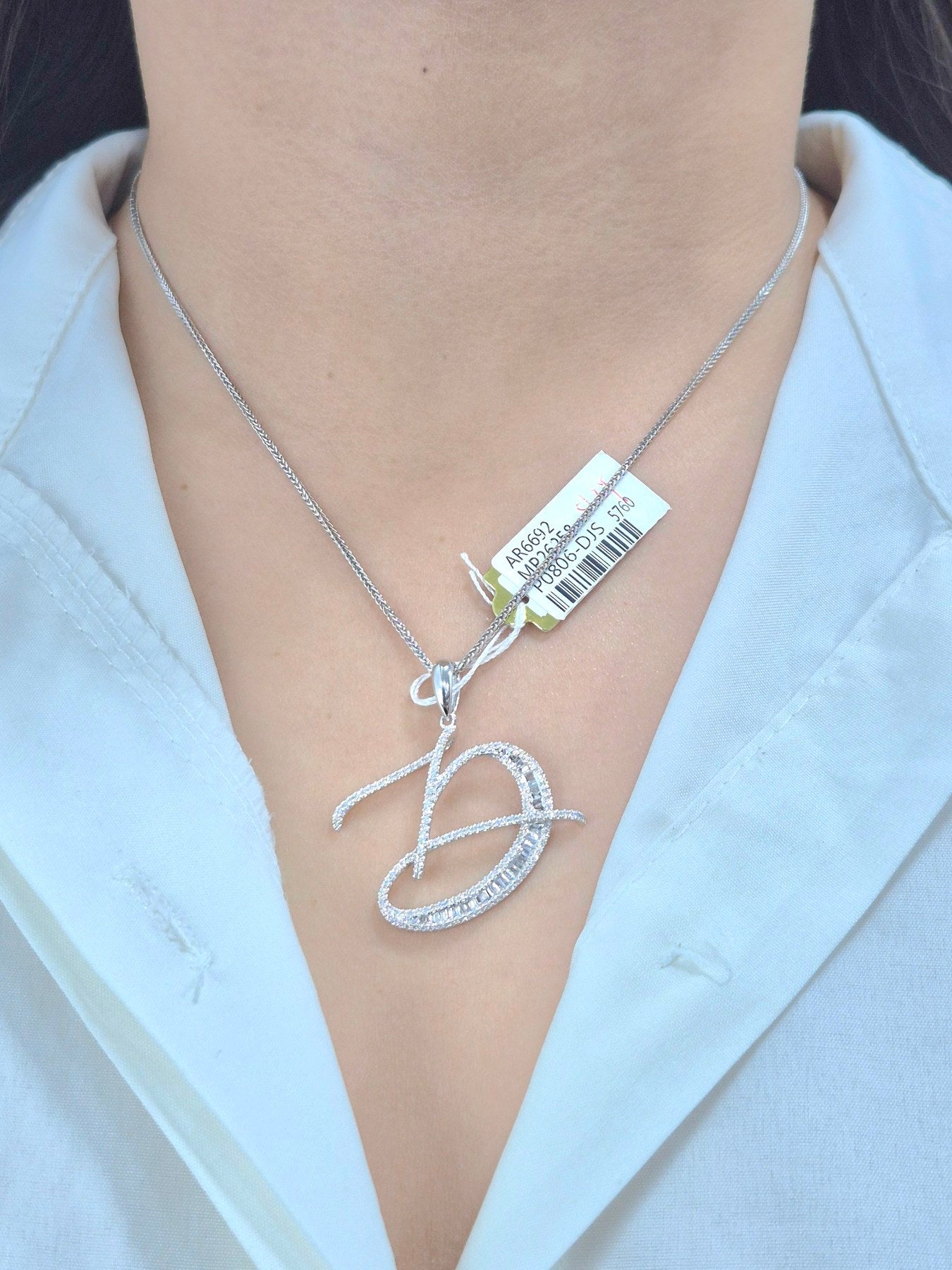 14K Initial Diamond Pendant (D)