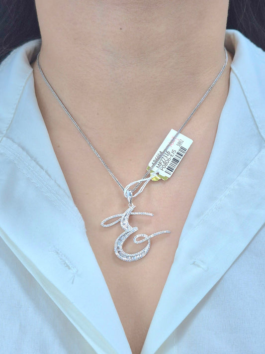 14K Initial Diamond Pendant (E)