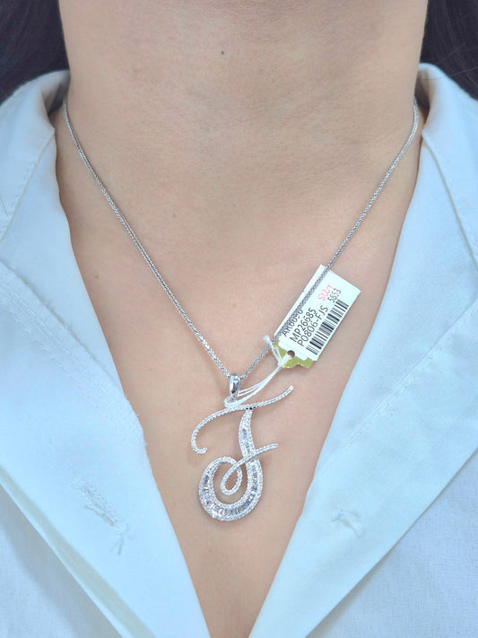 14K Initial Diamond Pendant (F)