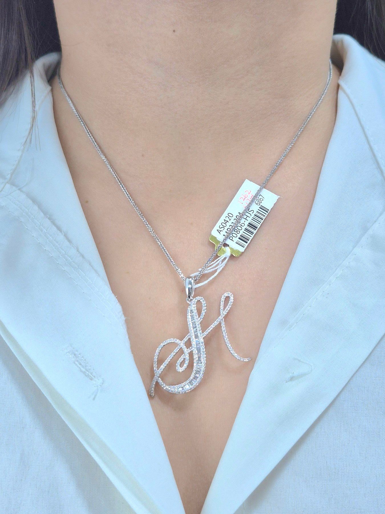 14K Initial Diamond Pendant (H)