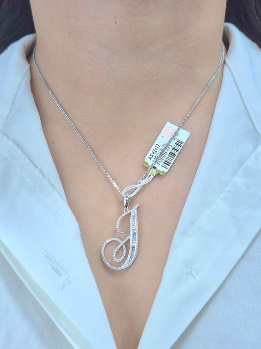 14K Initial Diamond Pendant (I)