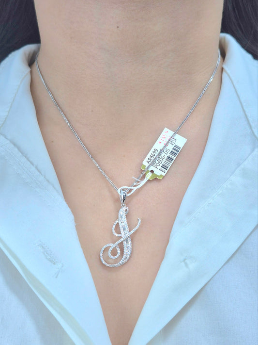 14K Initial Diamond Pendant (J)