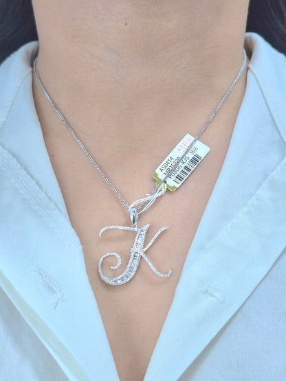 14K Initial Diamond Pendant (K)