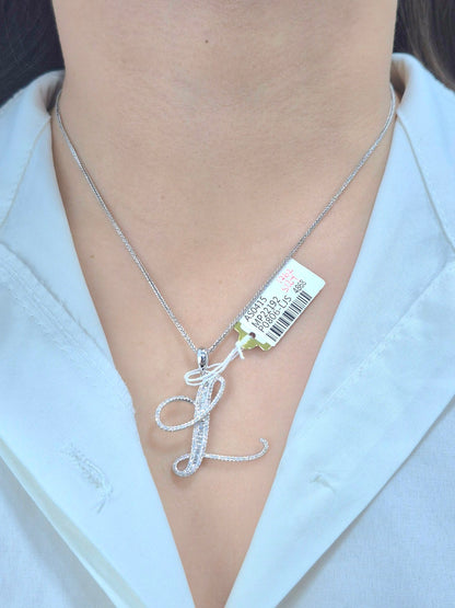 14K Initial Diamond Pendant (L)