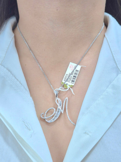 14K Initial Diamond Pendant (M)