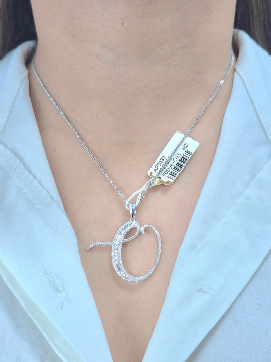 14K Initial Diamond Pendant (O)