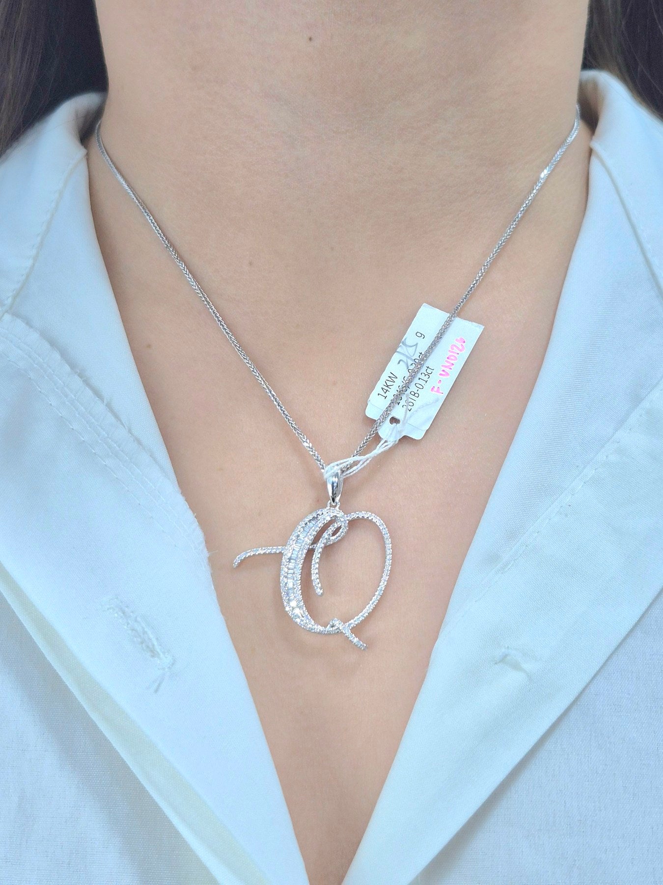 14K Initial Diamond Pendant (Q)