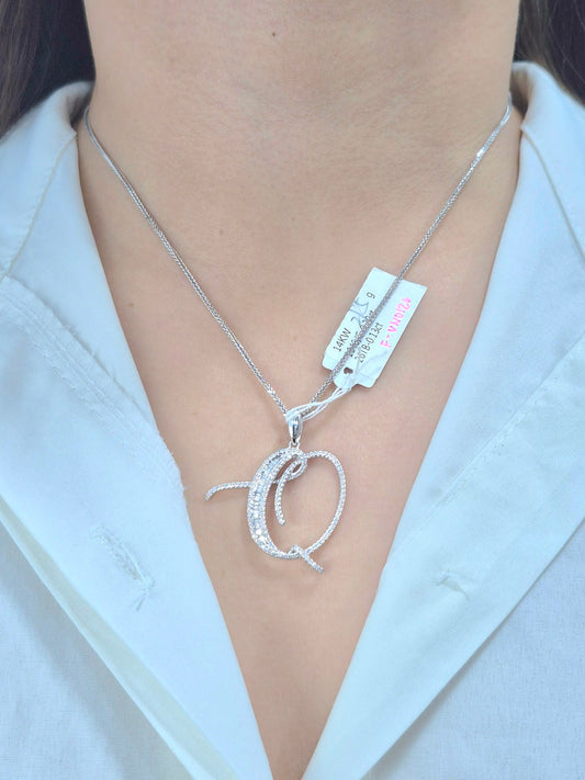 14K Initial Diamond Pendant (Q)