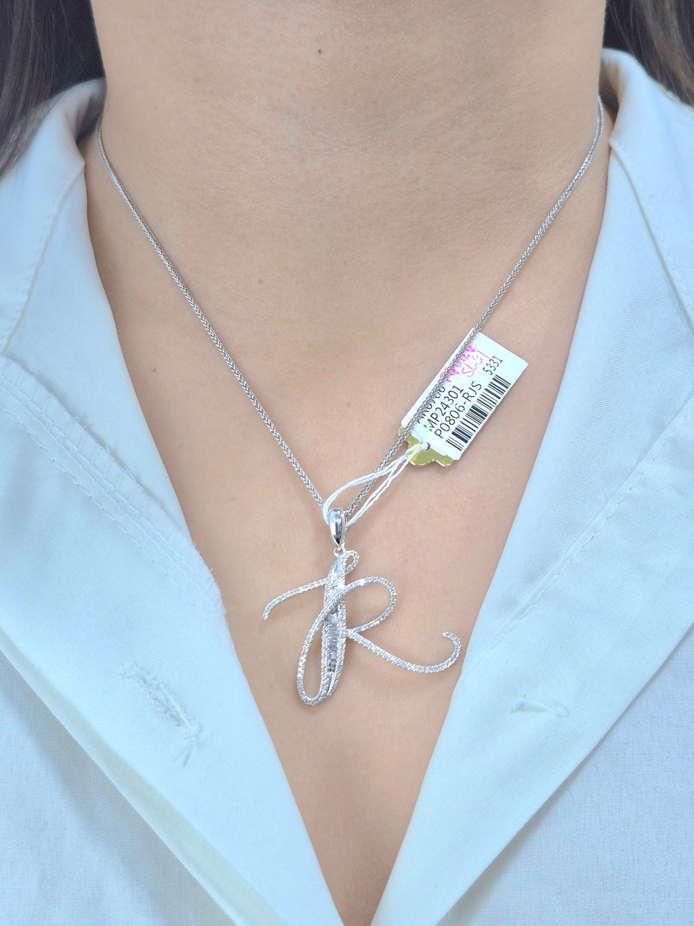 14K Initial Diamond Pendant (R)