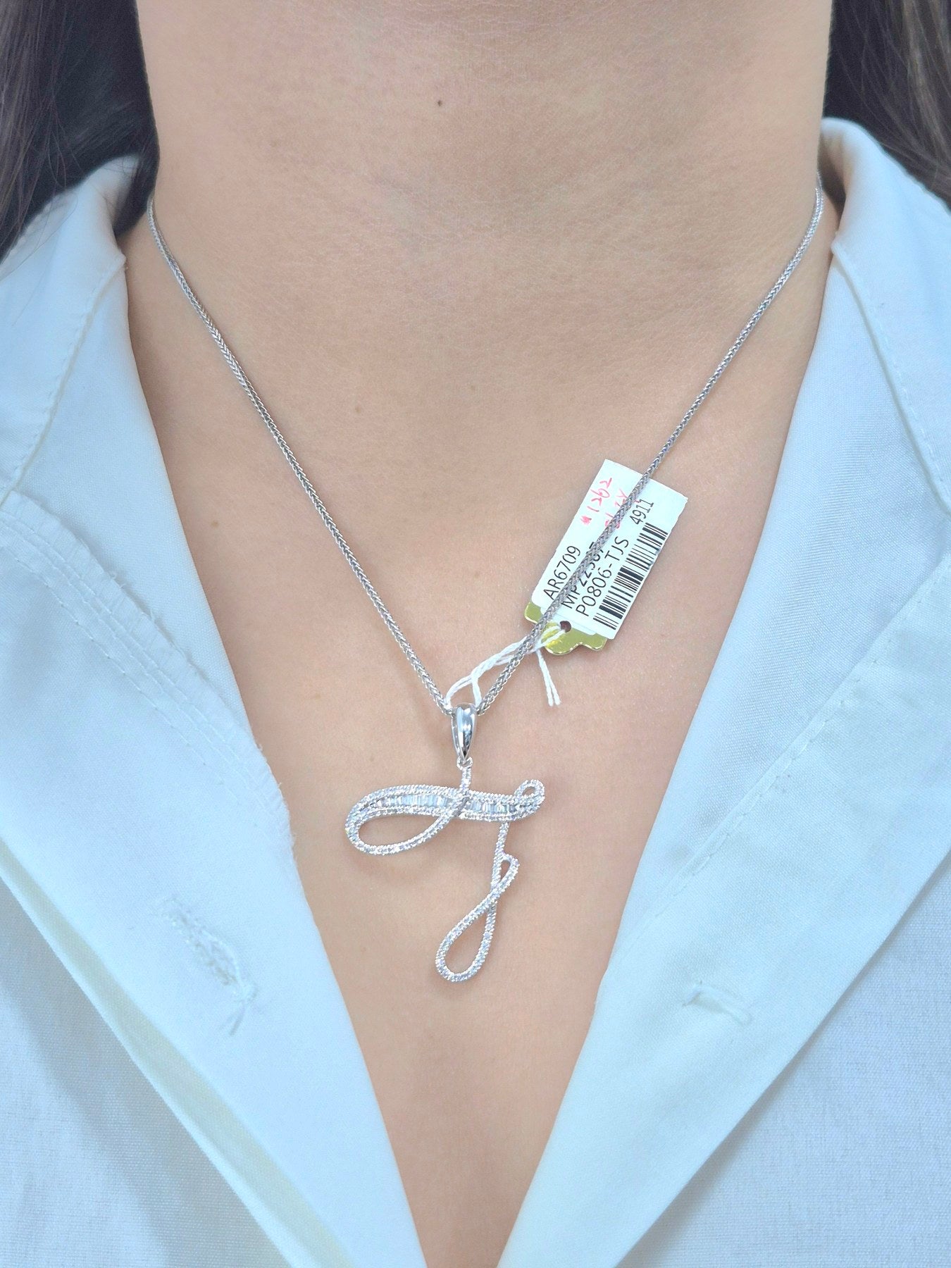 14K Initial Diamond Pendant (T)