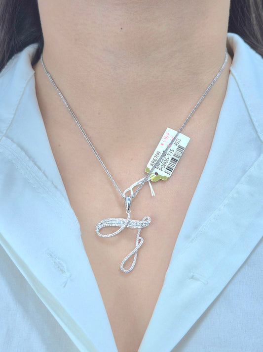 14K Initial Diamond Pendant (T)