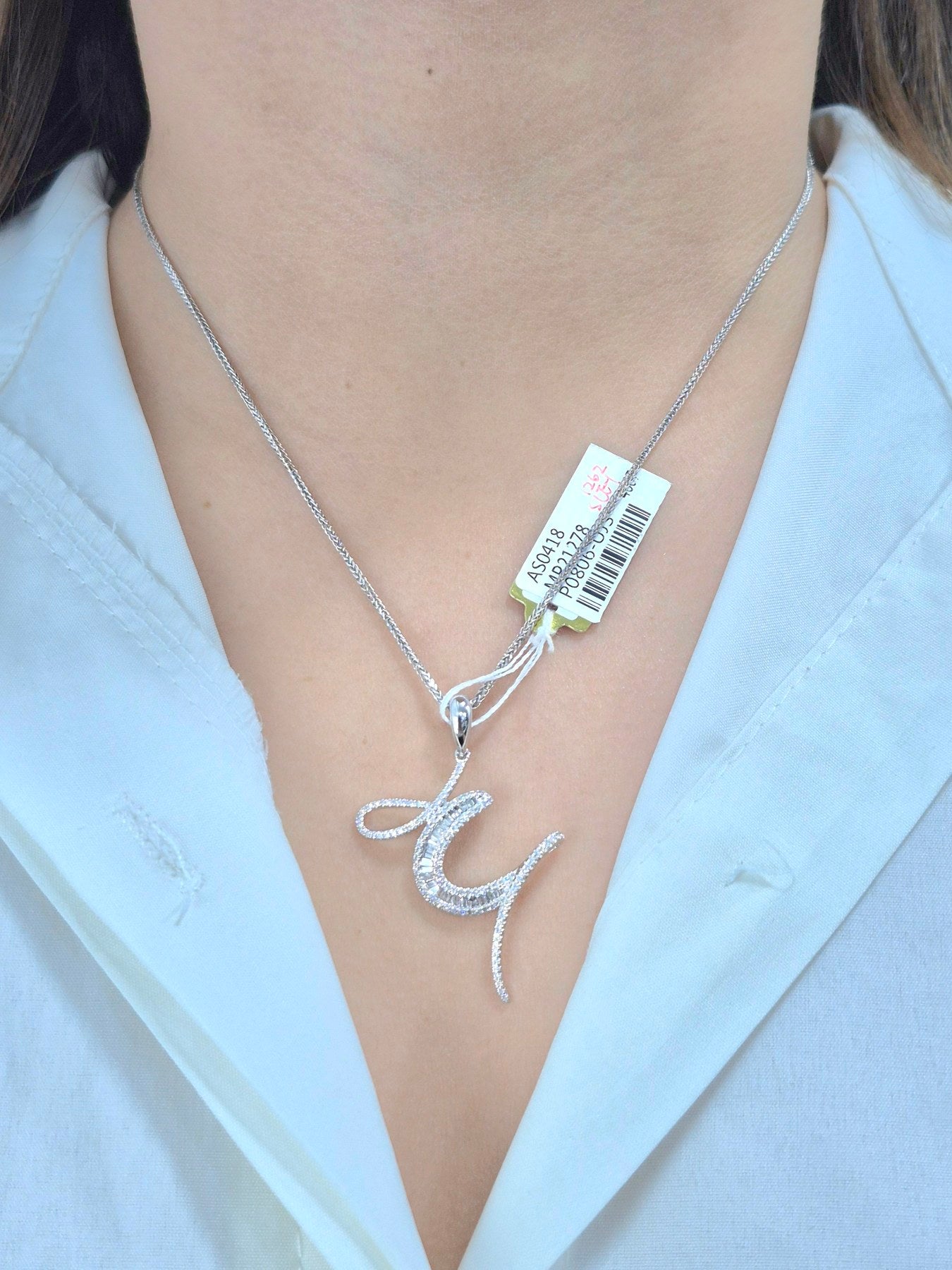 14K Initial Diamond Pendant (U)