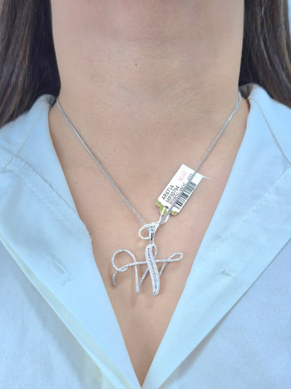 14K Initial Diamond Pendant (W)