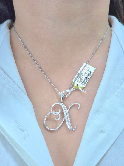 14K Initial Diamond Pendant (X)