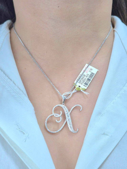 14K Initial Diamond Pendant (X)