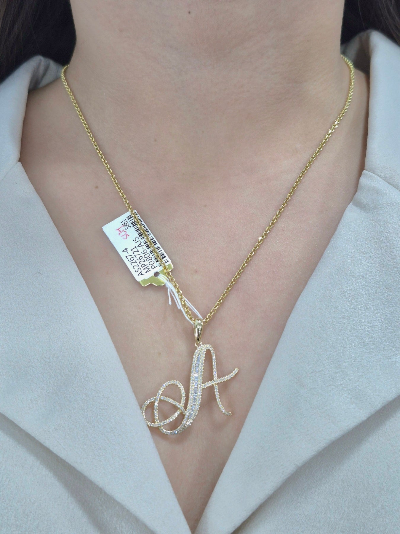 14K Initial Diamond Pendant (A)