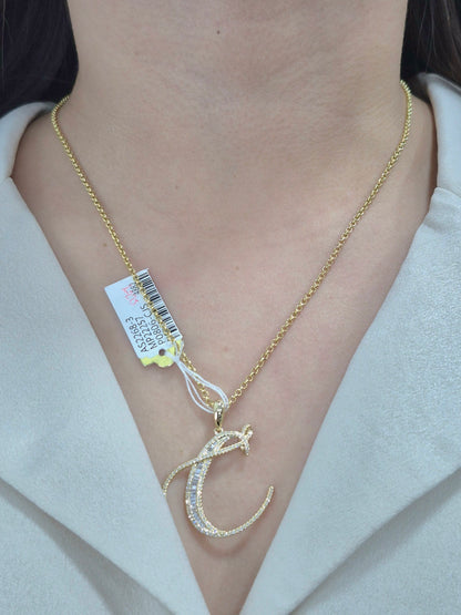 14K Initial Diamond Pendant (C)