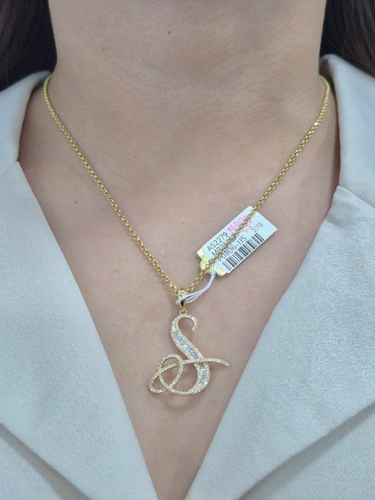 14K Initial Diamond Pendant (S)