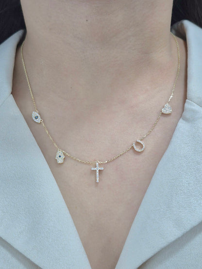 14K Station Diamond Necklace