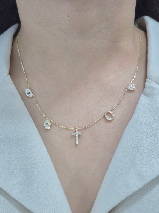 14K Station Diamond Necklace