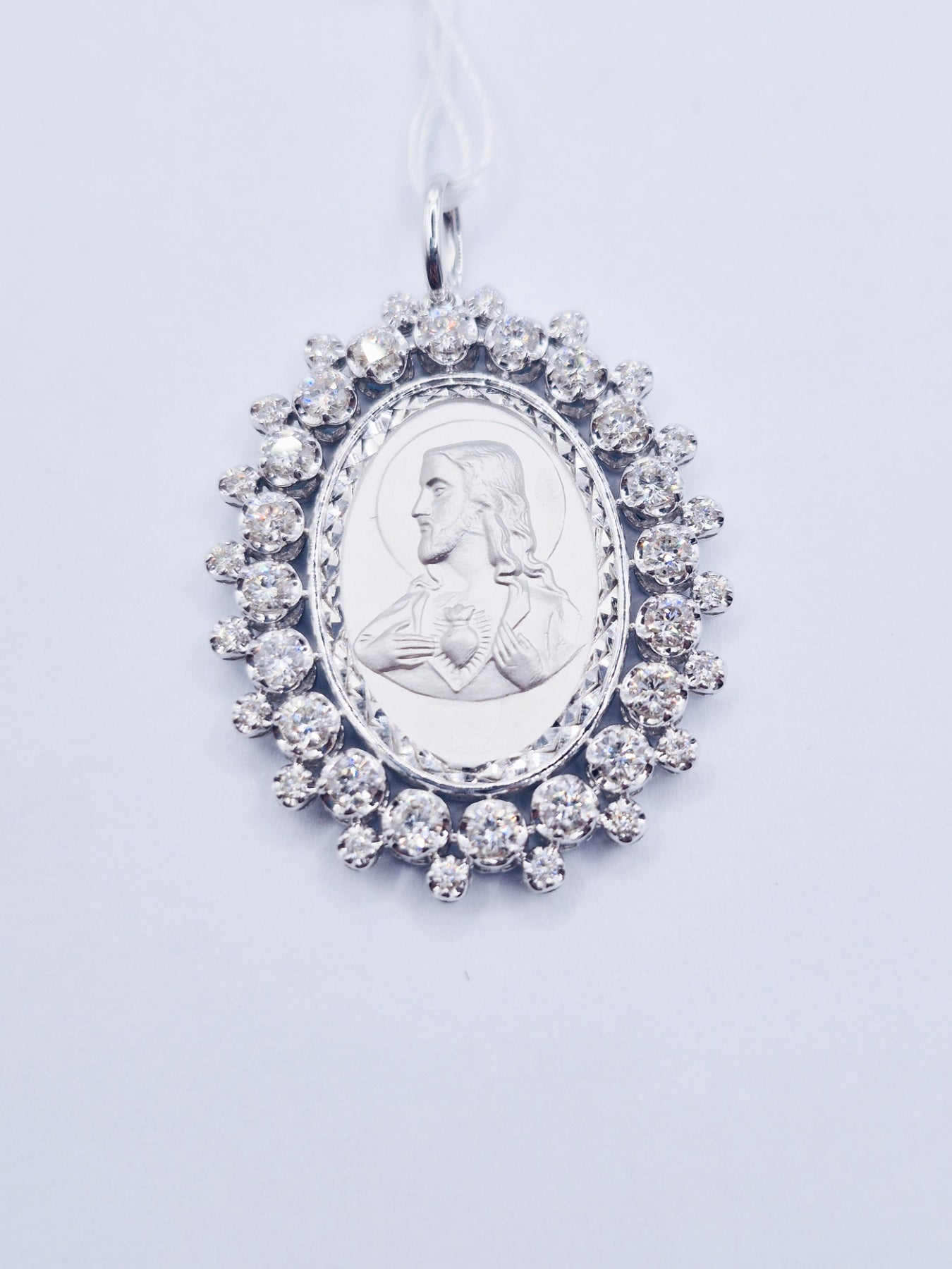 14K Sacred Heart Diamond Pendant