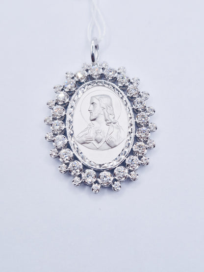 14K Sacred Heart Diamond Pendant