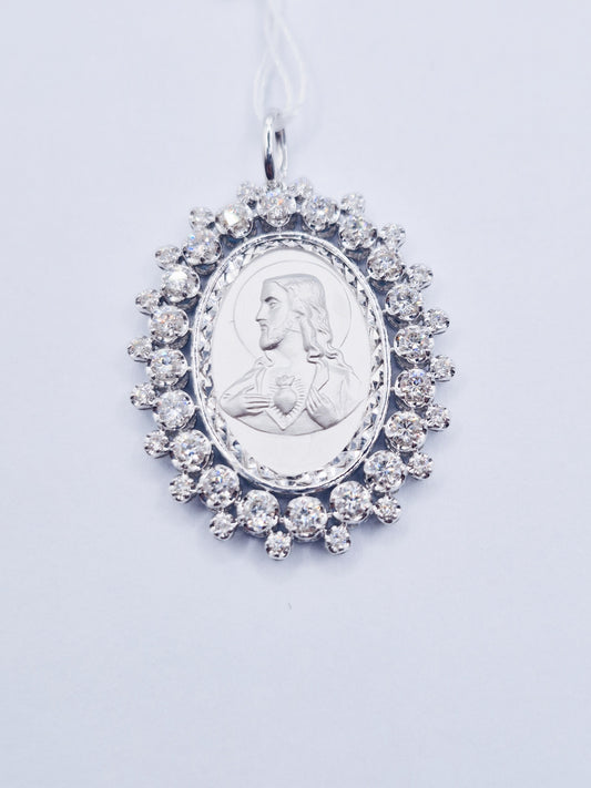 14K Sacred Heart Diamond Pendant