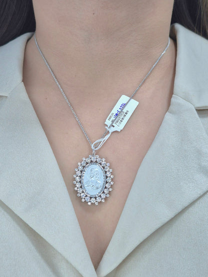 14K Sacred Heart Diamond Pendant