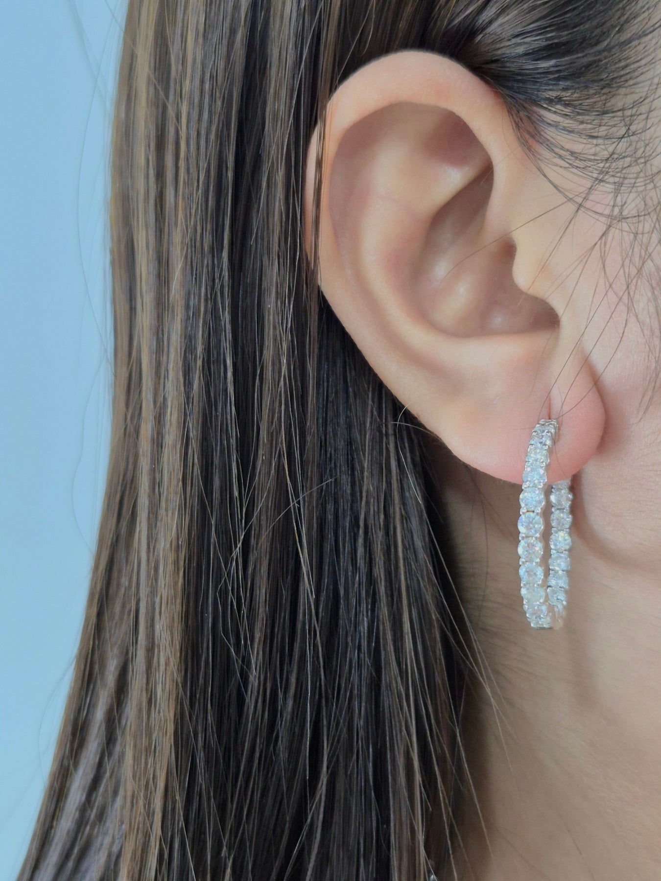 14K Diamond Hoop Earrings